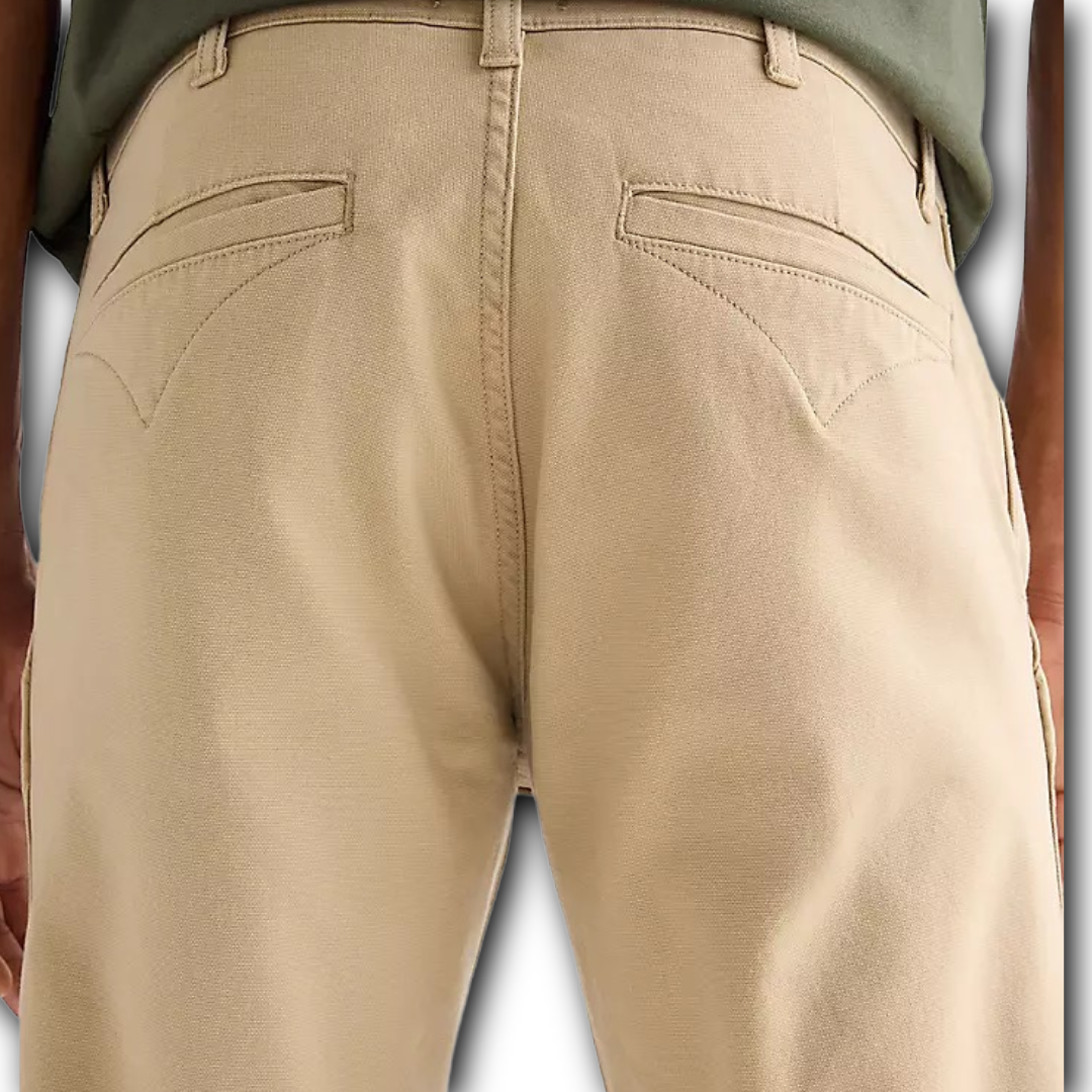 Back of Beige Wrangler chinos sold at Regent