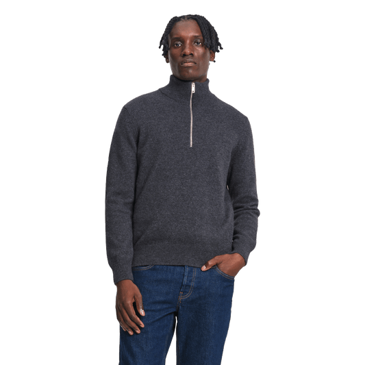 Aigle - Wool Blend Trucker Collar Jumper - Grey - Regent Tailoring Salisbury