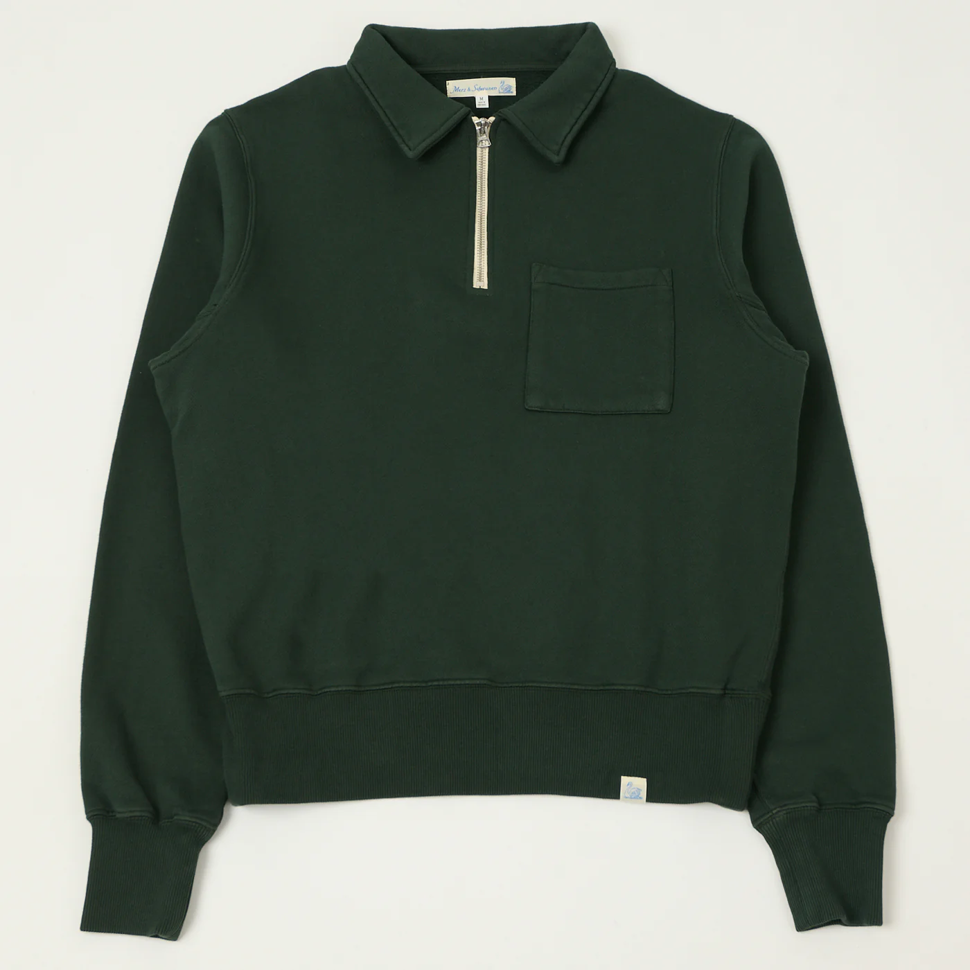 MERZ B. SCHWANEN - Half Zip Collared Sweatshirt - Forest