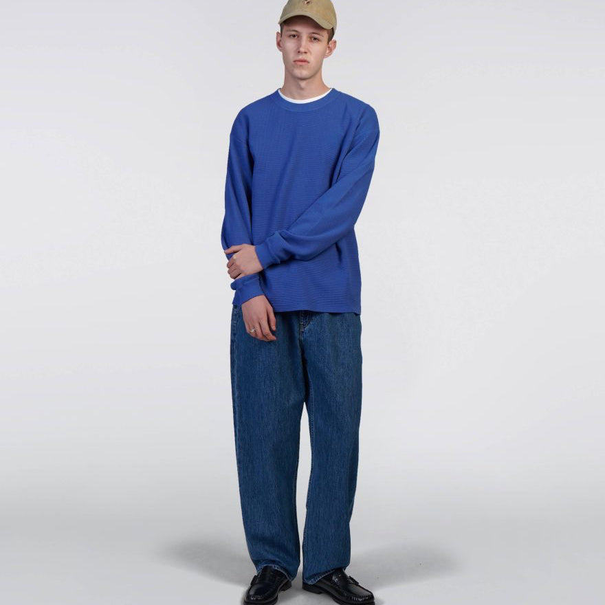 Edwin - Waffle Dizzy T-Shirt LS - Deep Ultramarine