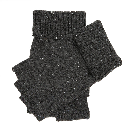 Grey fingerless gloves speckled
