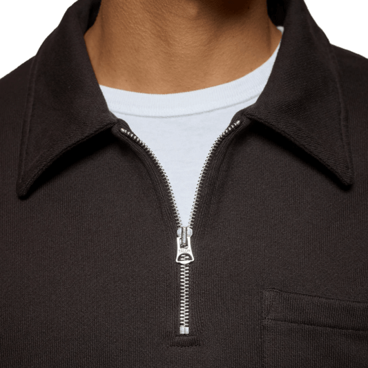MERZ B. SCHWANEN - Authentic Fleece Half-Zip Sweatshirt - 199 Espresso - Regent Tailoring Salisbury