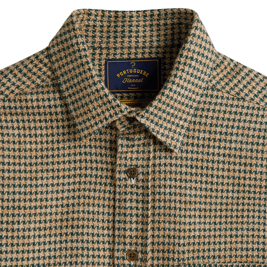 Portuguese Flannel - Abstract Pied Poule Shirt - Green - Regent Tailoring Salisbury