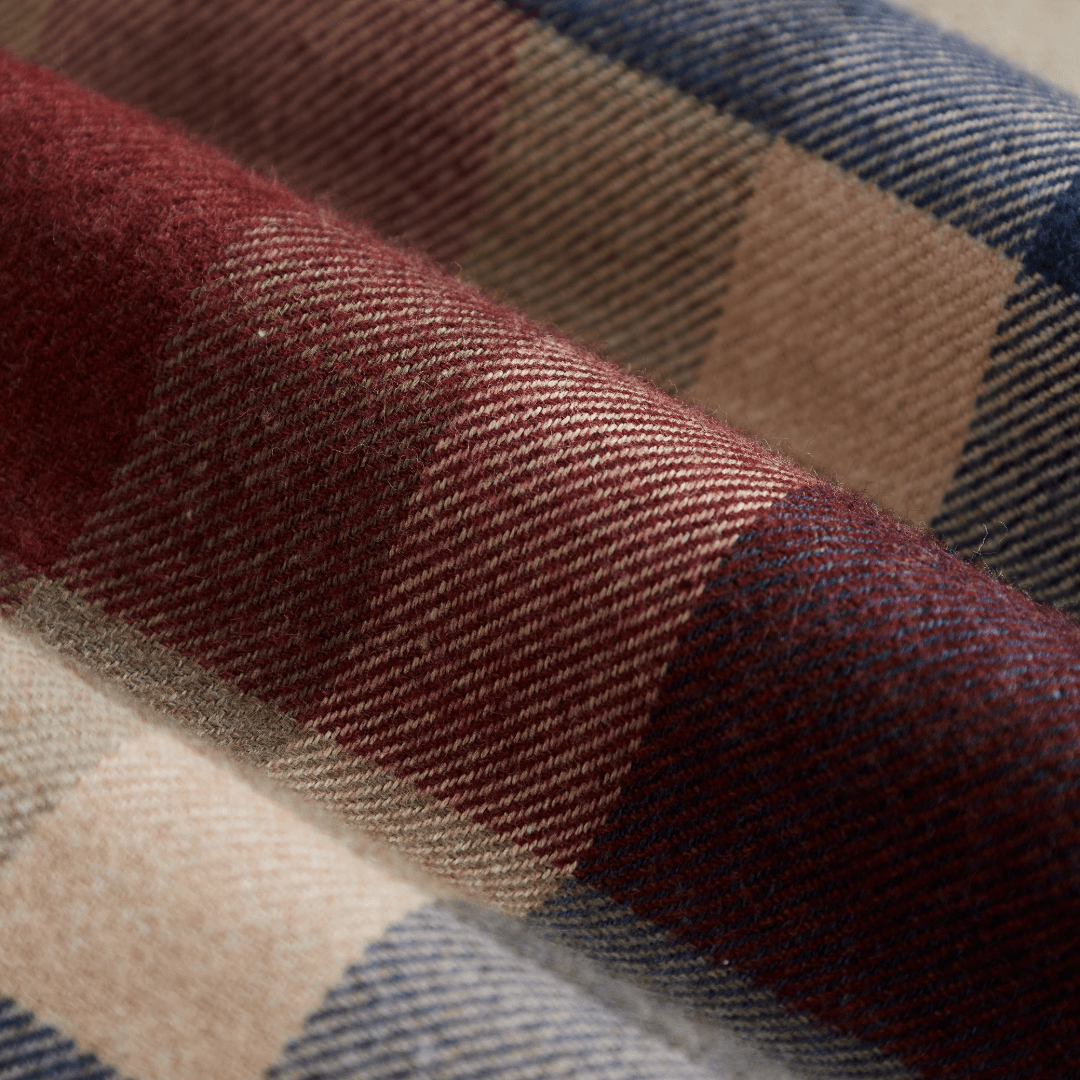 Portuguese Flannel - Girona - Burgundy & Navy Check - Regent Tailoring Salisbury