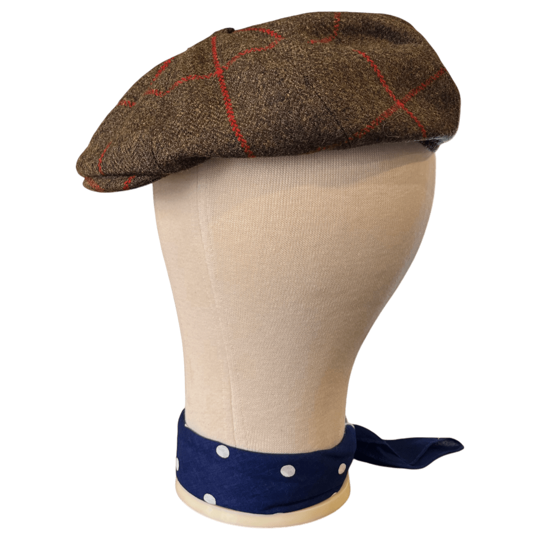 Regent - Baker Boy Cap - Green/Red/Orange Tweed - Regent Tailoring Salisbury