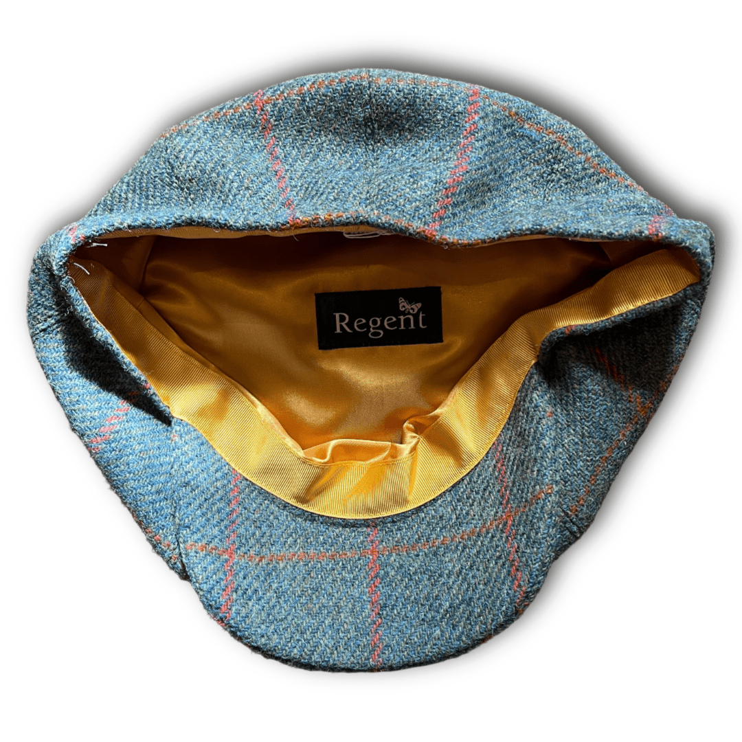 Regent - Baker Boy Cap - Turquoise/Pink Overcheck Tweed - Regent Tailoring Salisbury