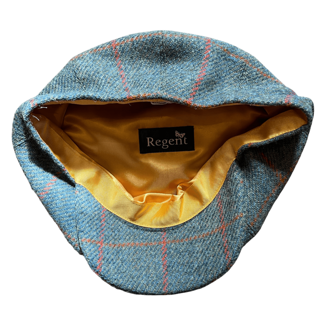 Regent - Baker Boy Cap - Turquoise/Pink Overcheck Tweed - Regent Tailoring Salisbury