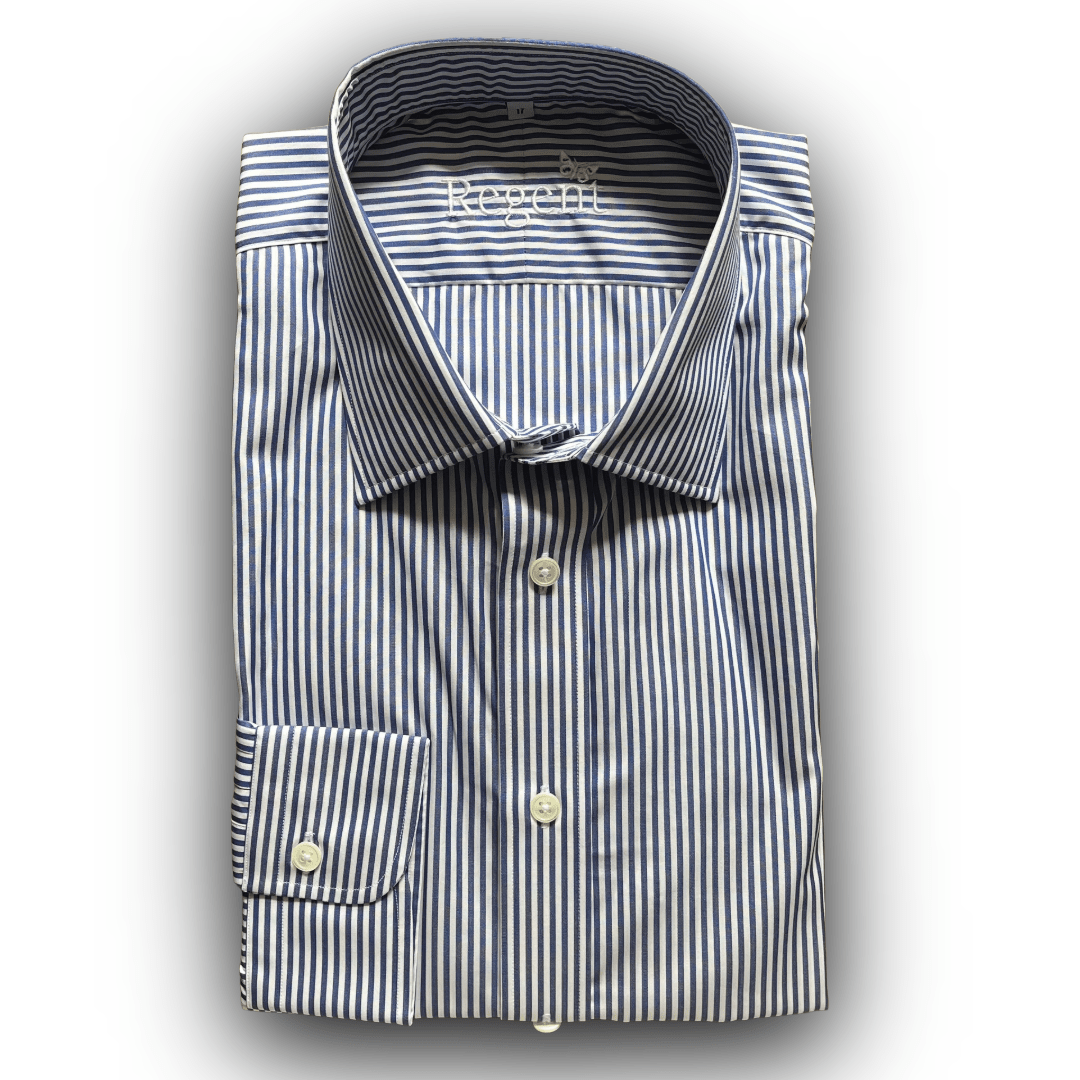 Regent - Bengal Stripe Shirt - Navy/White - Regent TailoringRegent