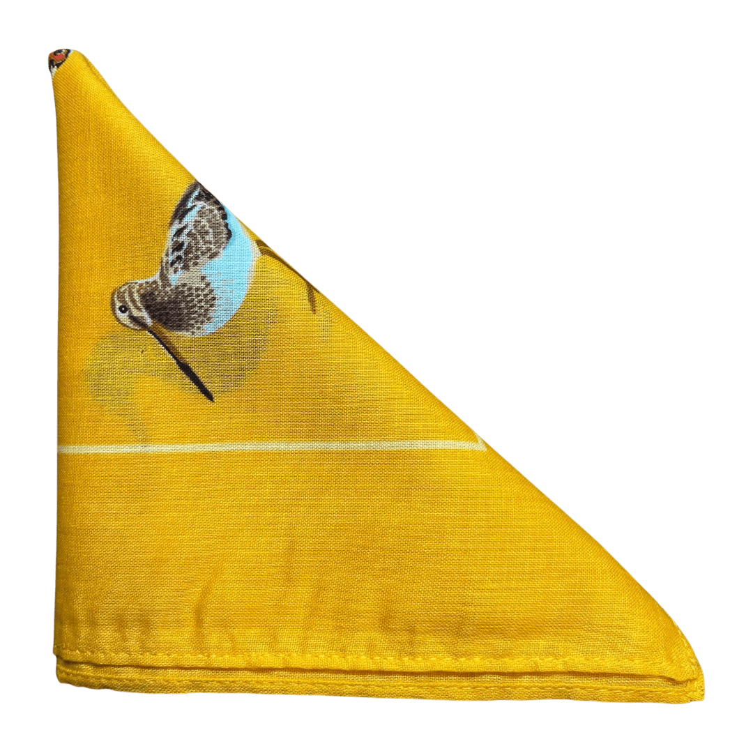 Regent - Cotton Hanky - Bandana - Gold with Country Birds - Regent Tailoring Salisbury