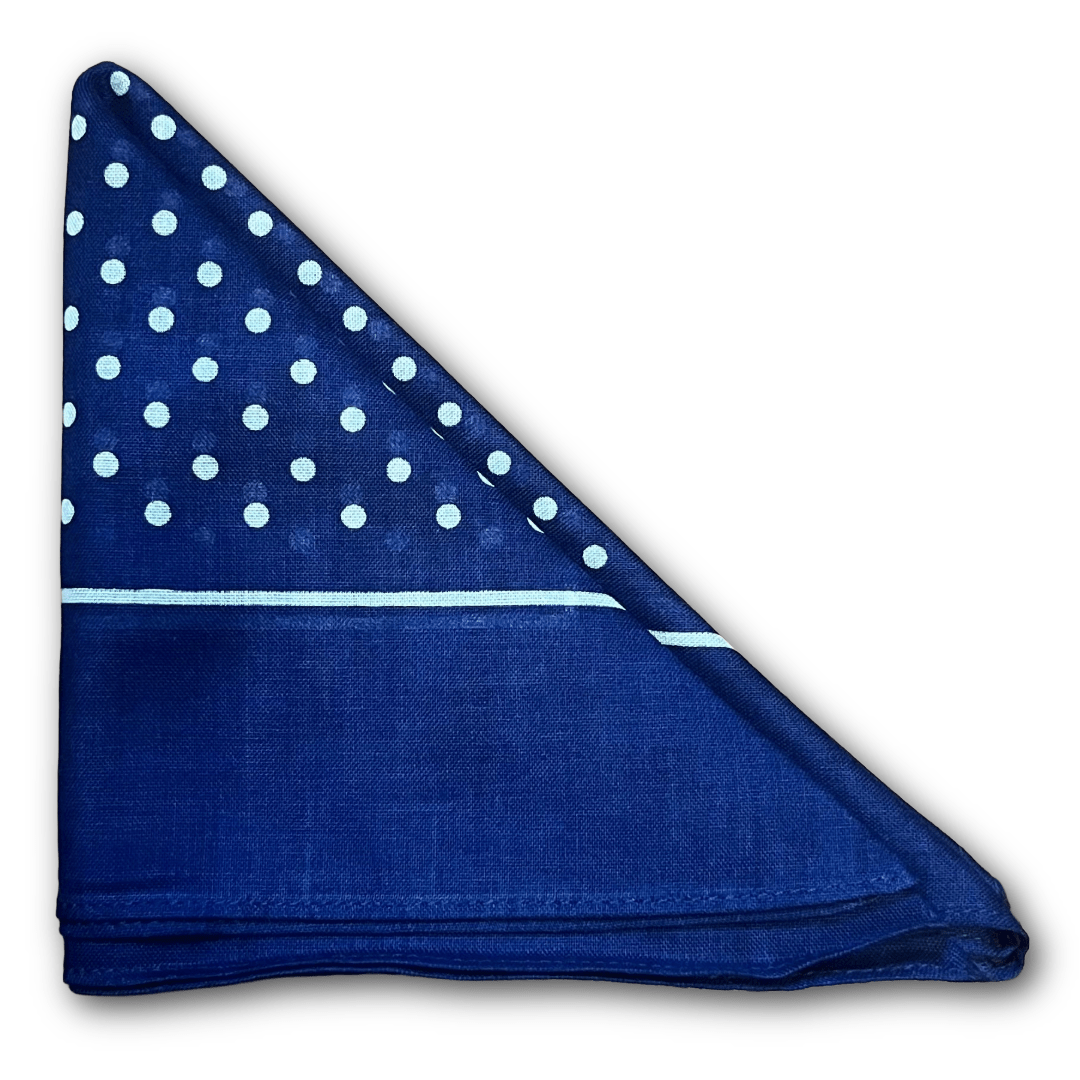 Regent - Cotton Hanky - Bandana - Navy Spot with Border - Regent Tailoring Salisbury