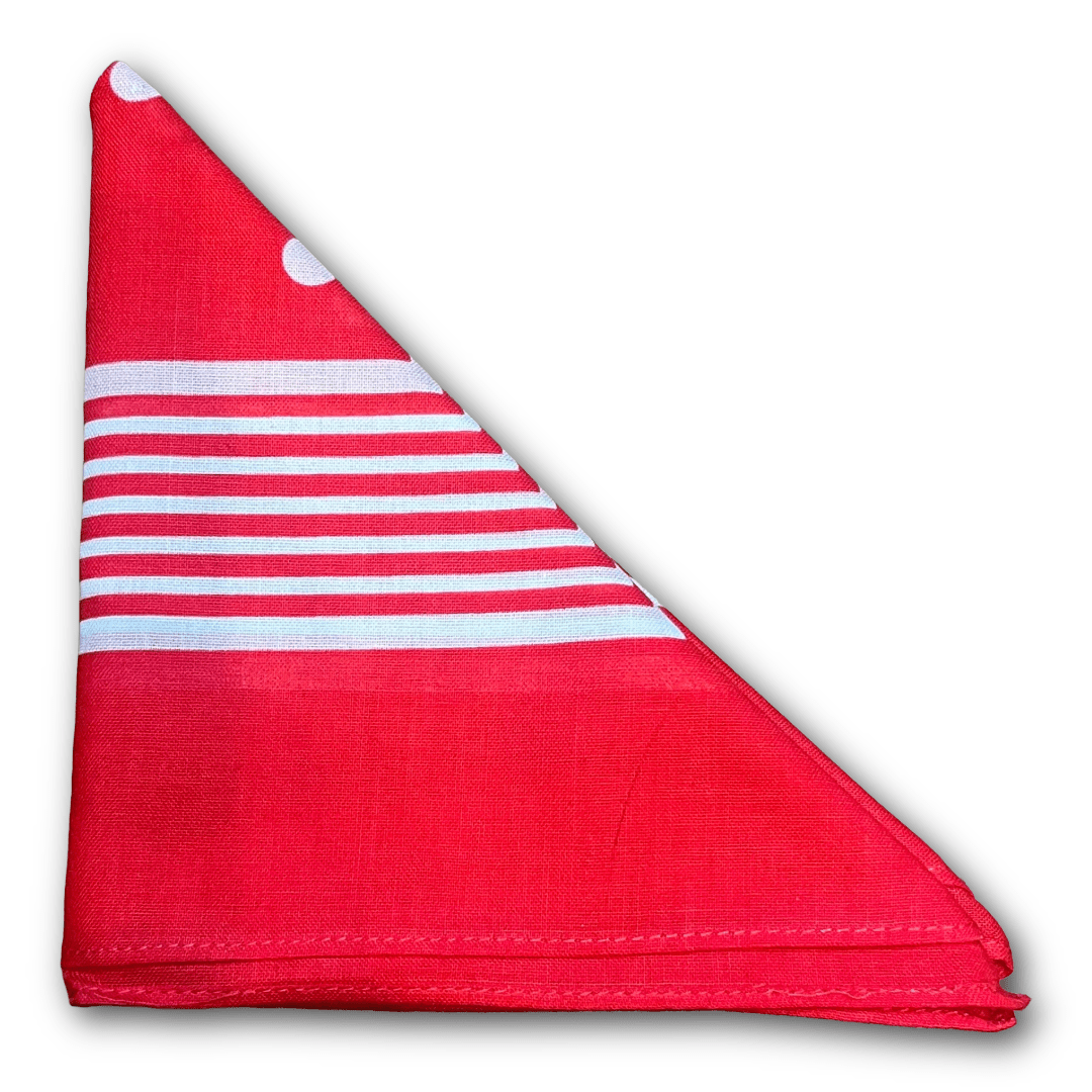 Regent - Cotton Hanky - Bandana - Red with White Spot and Stripe - Regent TailoringRegent