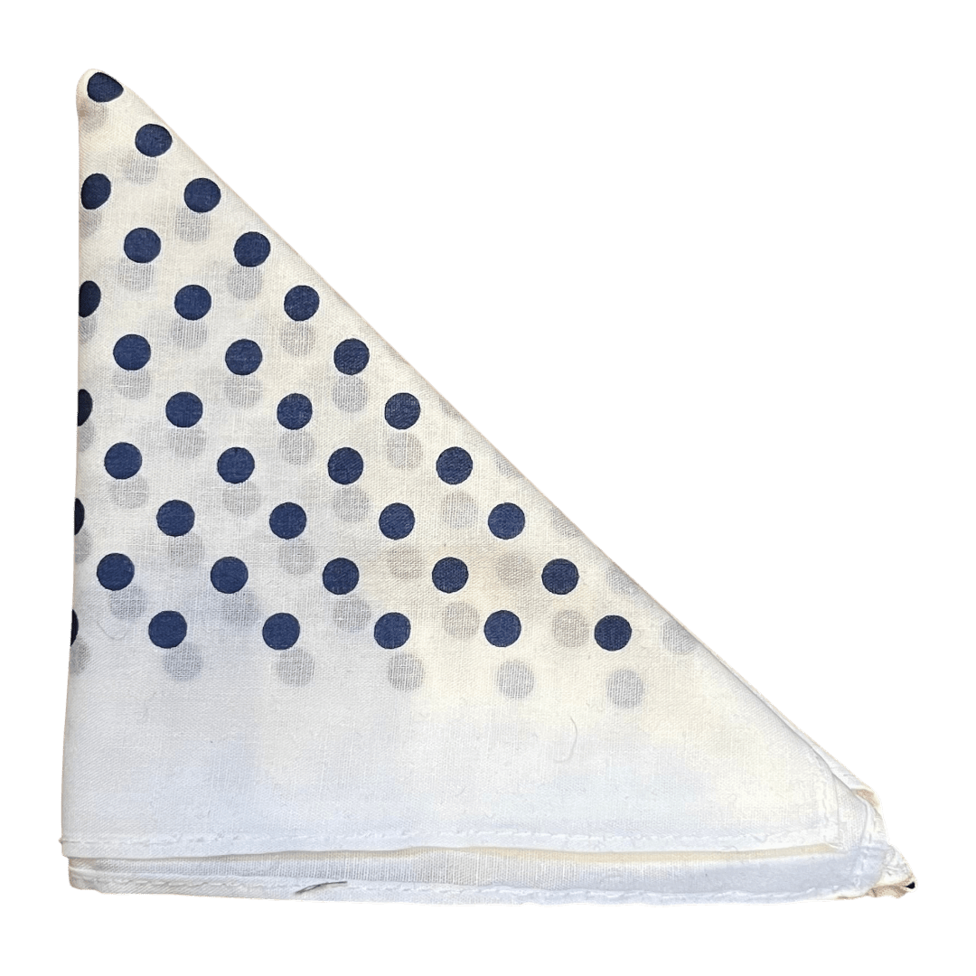 Regent - Cotton Hanky - Bandana - White with Blue Spot - Regent Tailoring Salisbury