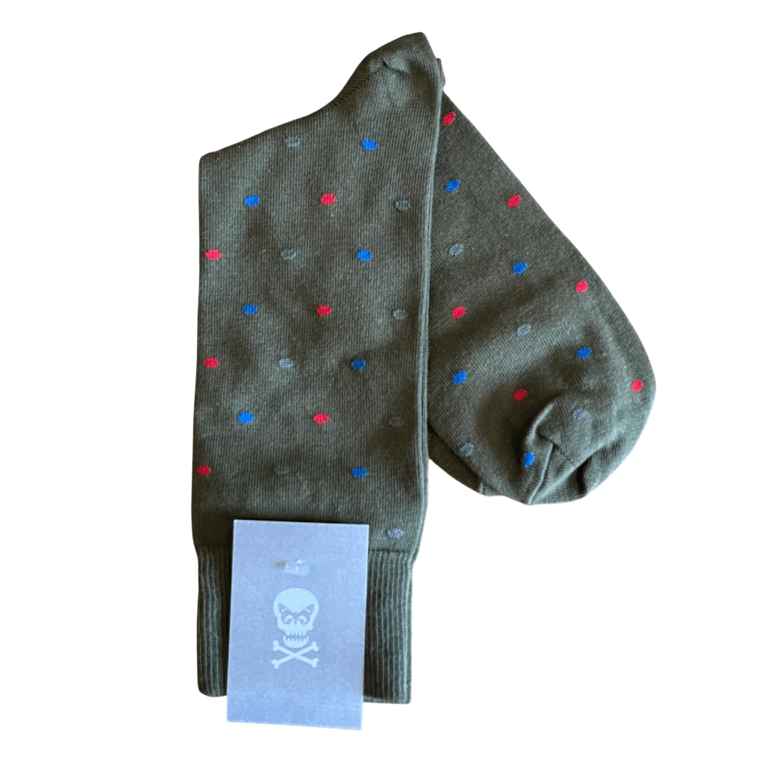 Regent - Cotton socks - Dark Green - Red and Navy Spot - Regent Tailoring Salisbury