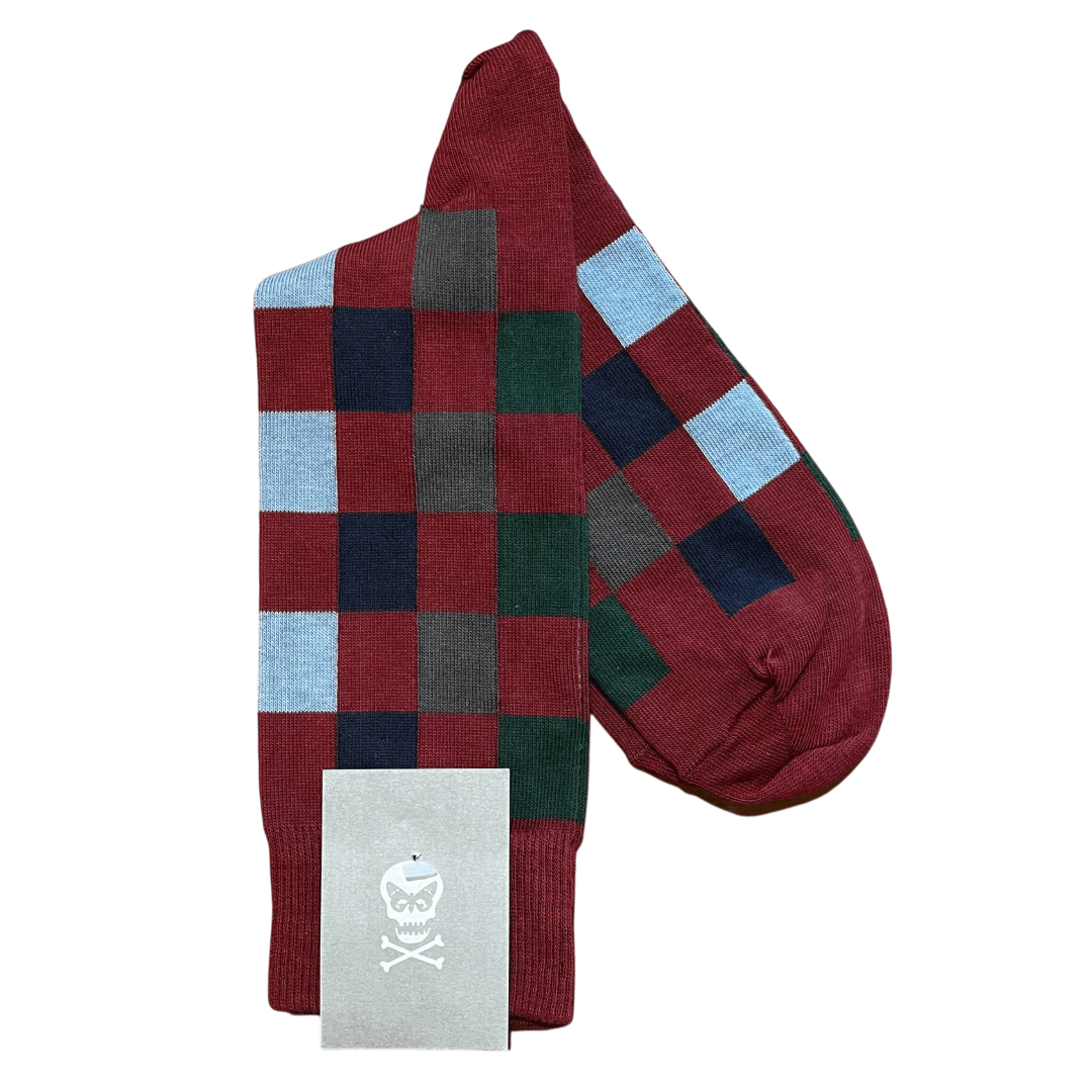 Regent - Cotton Socks - Multicoloured Check - Regent Tailoring Salisbury