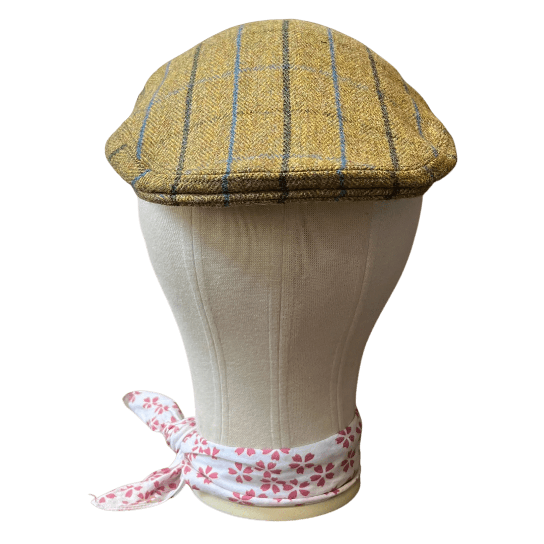 Regent - Flat Cap - Green Tweed with Dark Green and Sky Blue Overcheck - Regent Tailoring Salisbury