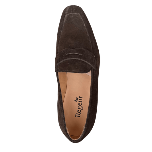 Regent - 'Henry George' Split-Toe Penny Loafer - Plough Suede - Regent Tailoring Salisbury