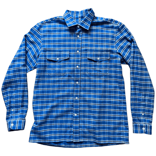 Regent - 'Hunter' - Flannel Shirt - Royal Blue & White Check - Regent Tailoring Salisbury