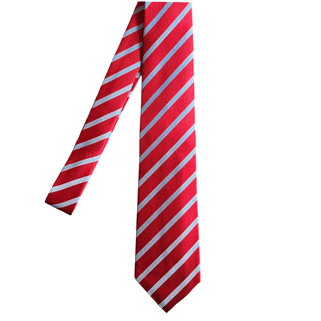 Regent - Ivy League Striped Silk Tie - Red & Blue - Regent Tailoring Salisbury