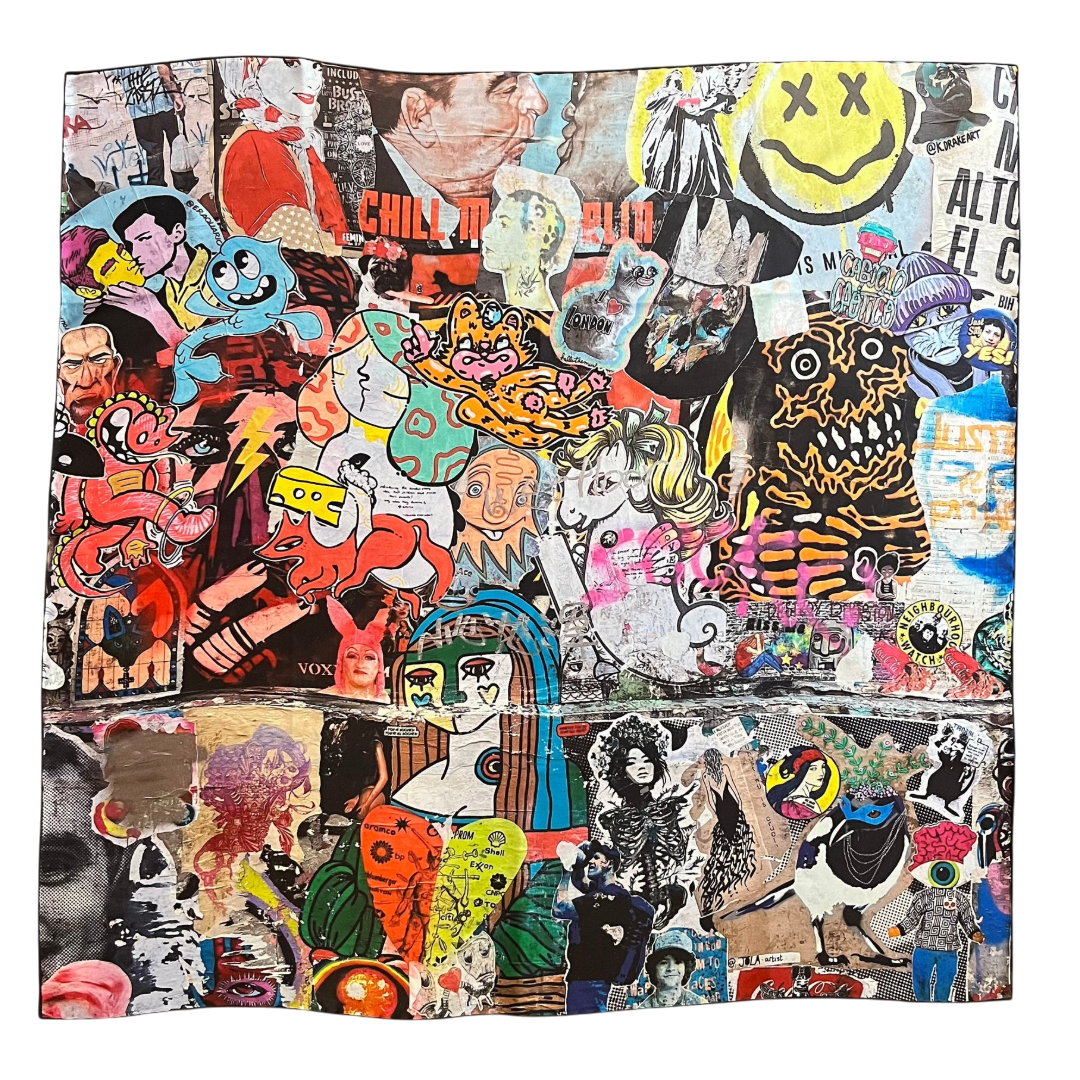 Regent - Large Silk Square - London Graffiti - 16oz Silk - Regent Tailoring Salisbury