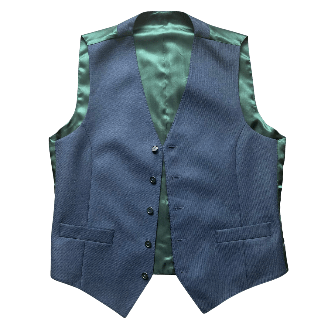 Regent - Lee Waistcoat – Emerald Green/ Navy Wool - Regent Tailoring Salisbury