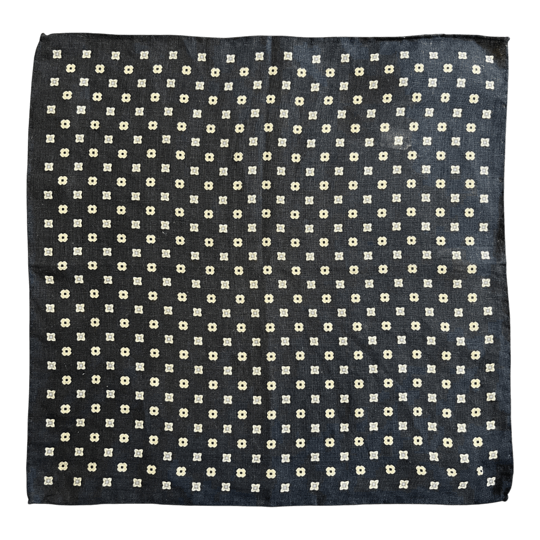 Regent - Linen Pocket Square - Dark Navy Spot - Regent Tailoring Salisbury