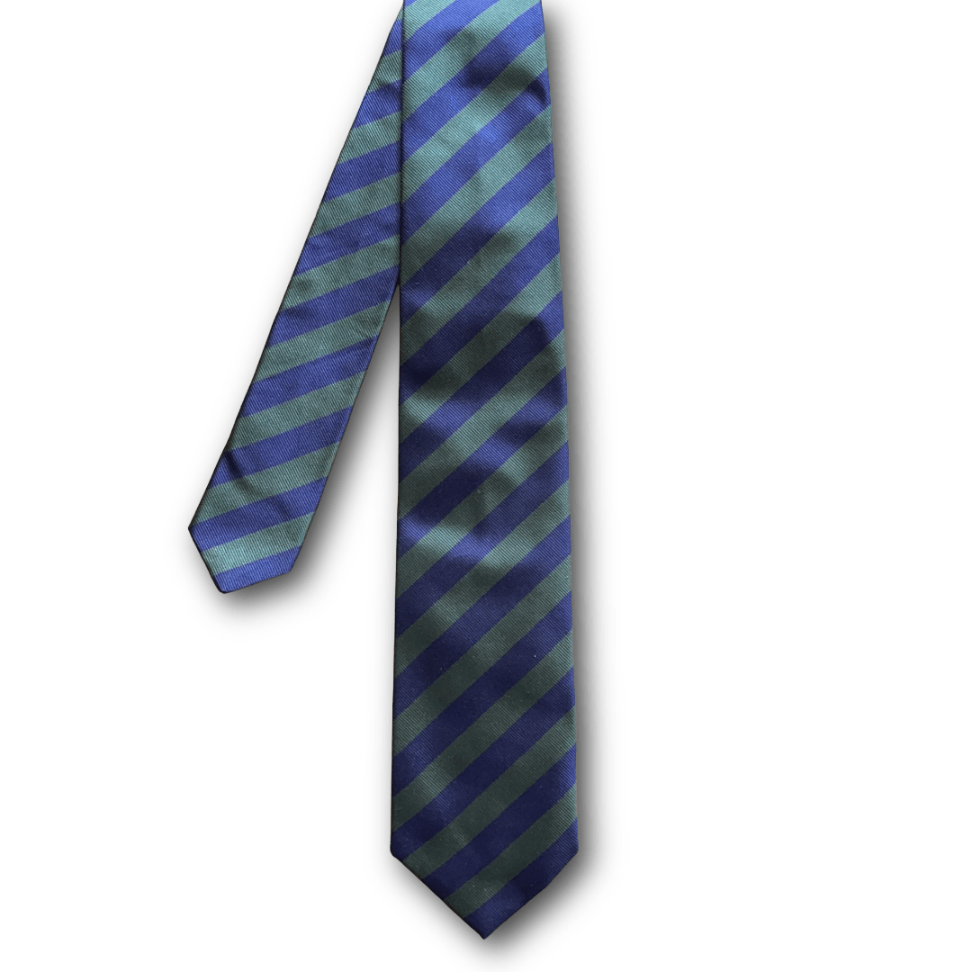Regent Luxury Silk Tie - Purple and Deep Olive Stripes - Regent Tailoring Salisbury