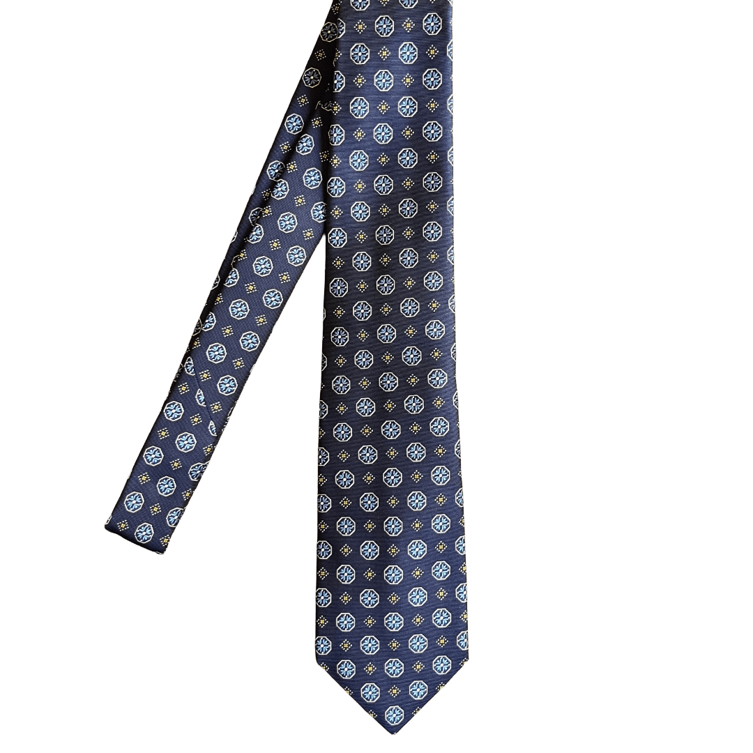 Regent - Medallion Silk Tie - Navy - Regent Tailoring Salisbury