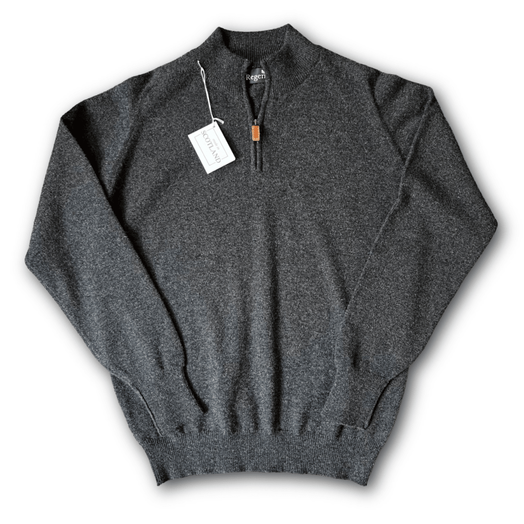 Regent - Quarter-Zip Jumper - Geelong - Charcoal - Regent Tailoring Salisbury