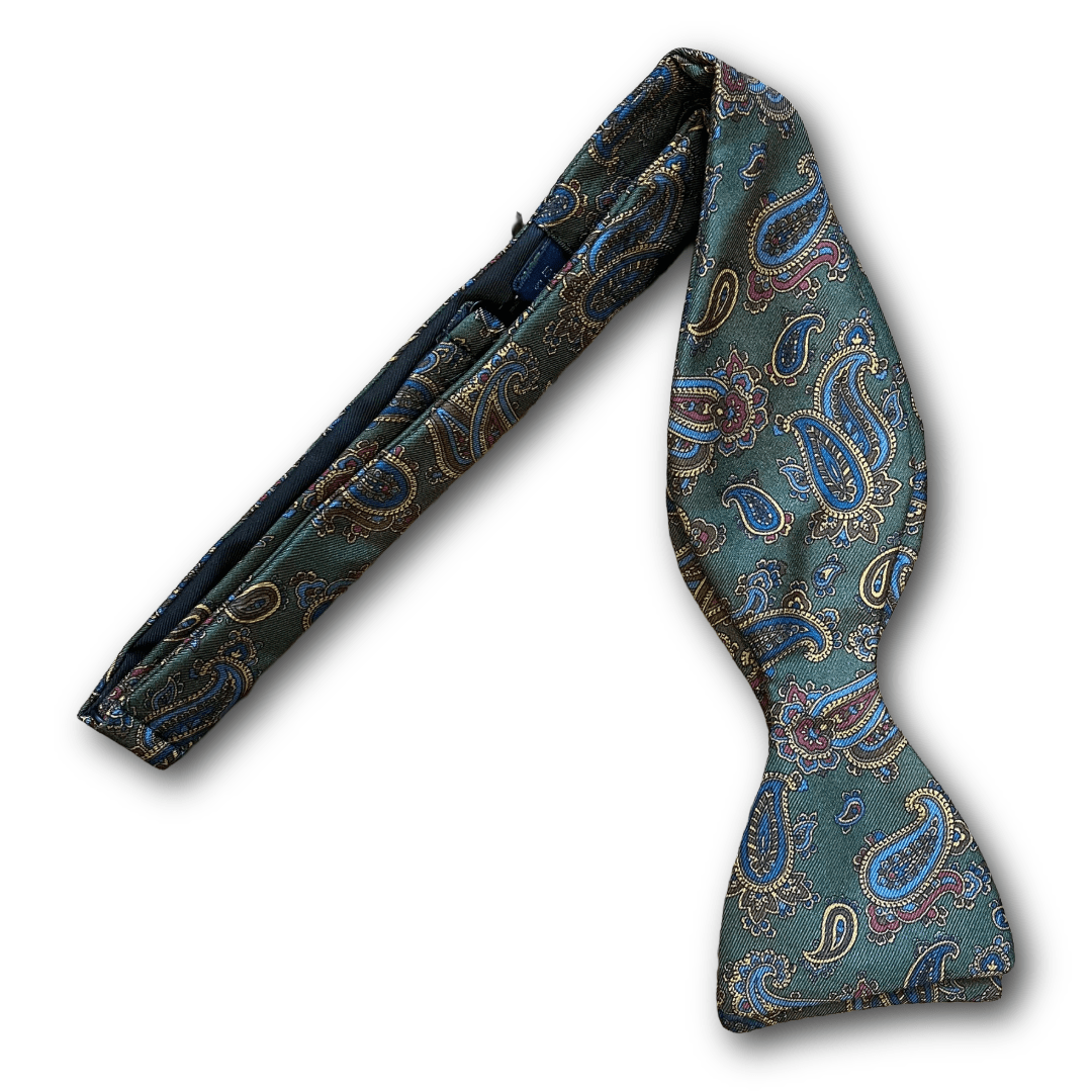 Regent - Silk Bow Tie - Green Paisley - Regent TailoringRegent