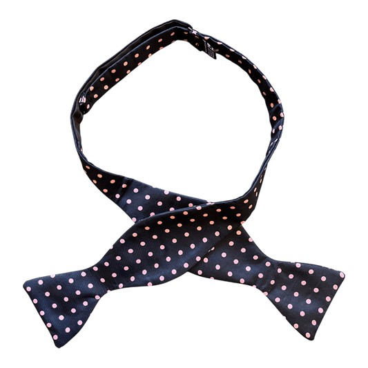 Regent - Silk Bow Tie - Spot - Navy/Pink - Regent Tailoring Salisbury