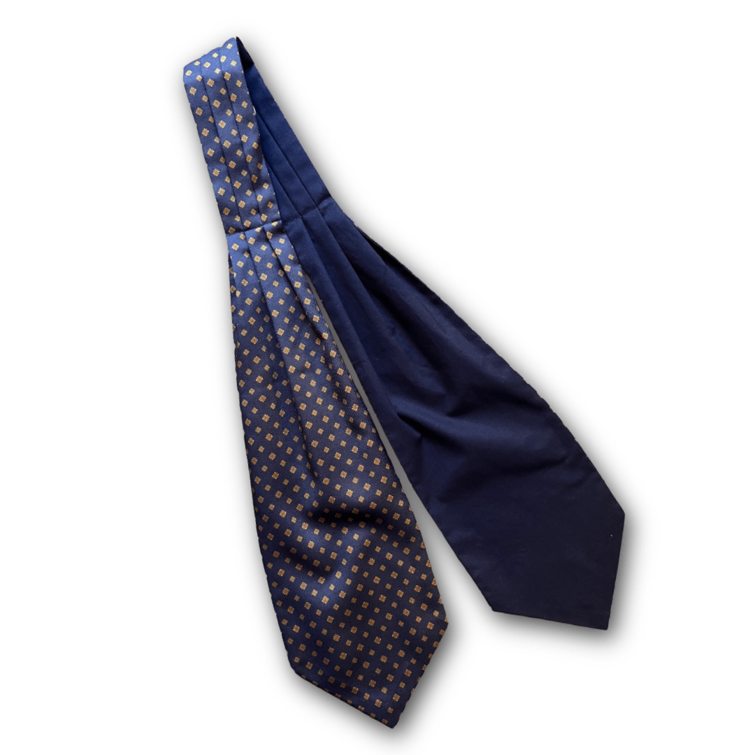 Regent - Silk/Cotton Cravat - Geometric - Navy - Regent TailoringRegent