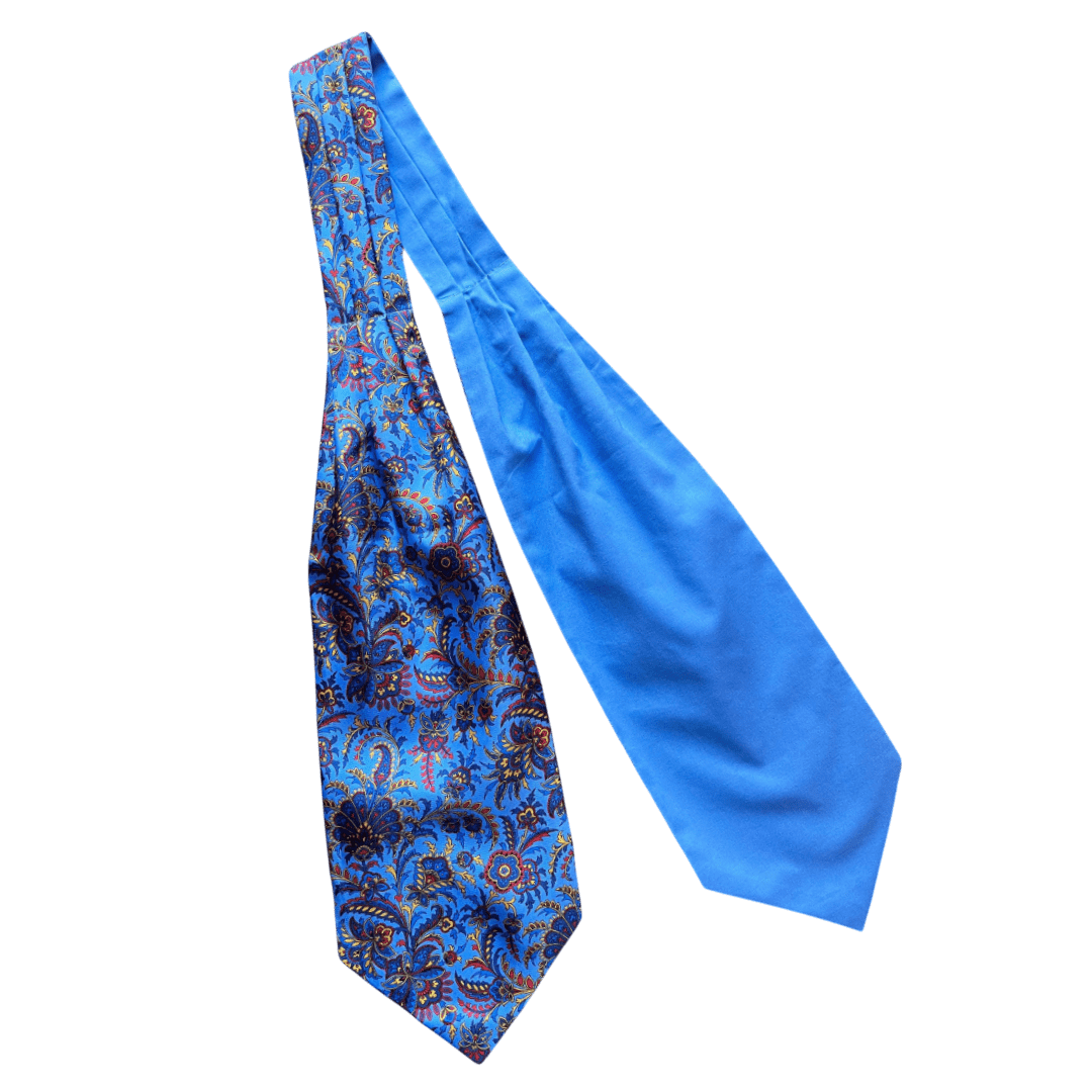 Regent - Silk/Cotton Cravat - Paisley - Blue - Regent Tailoring Salisbury