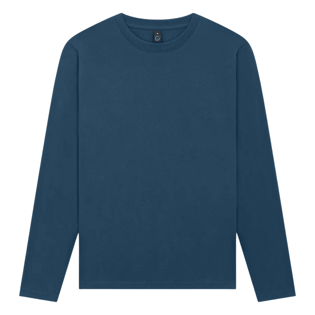 Regent Tailoring long sleeve t-shirt in dark blue organic cotton with a classic crew neck design.