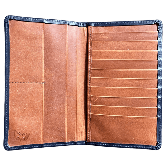 Regent - Tall Leather Wallet - Navy - Regent Tailoring Salisbury