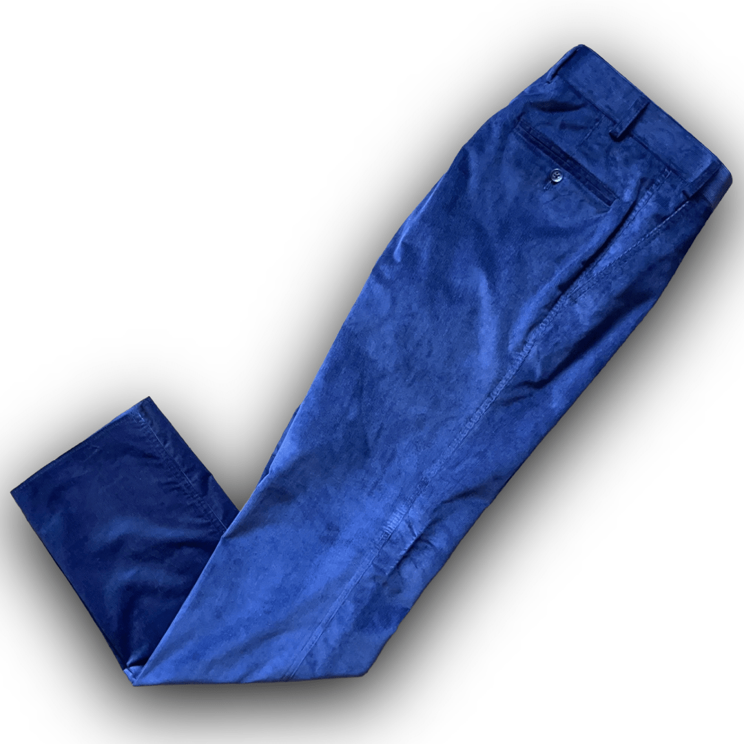 Regent - 'Tony' Trousers - Egyptian Blue Pin Corduroy - Regent Tailoring Salisbury