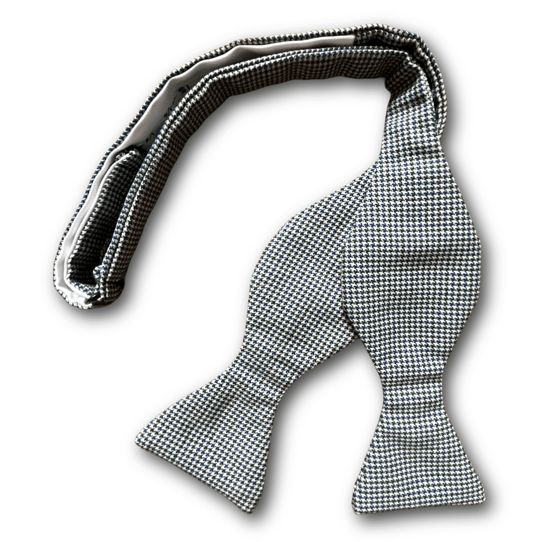 Regent - Wool Bow Tie - Dogtooth - Blue/Green/Cream - Regent TailoringRegent