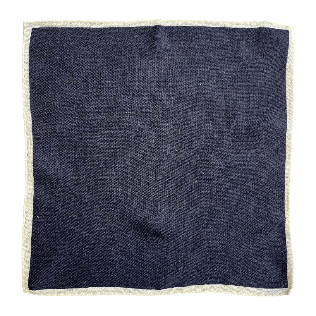 Regent - Wool Pocket Square - Navy with White Edging - Regent Tailoring Salisbury