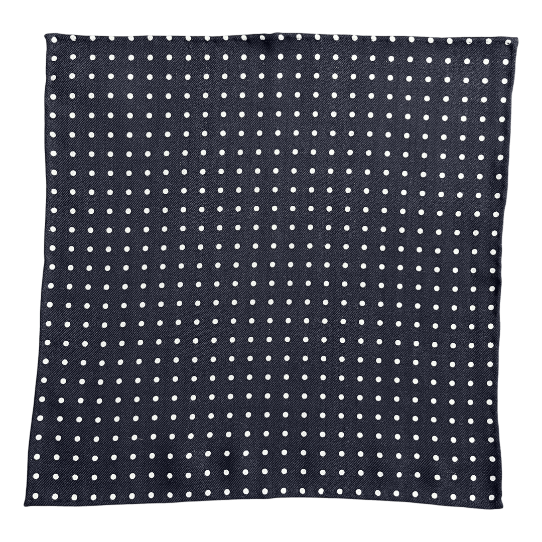 Regent - Wool Pocket Square - Navy/White Spot - Regent Tailoring Salisbury