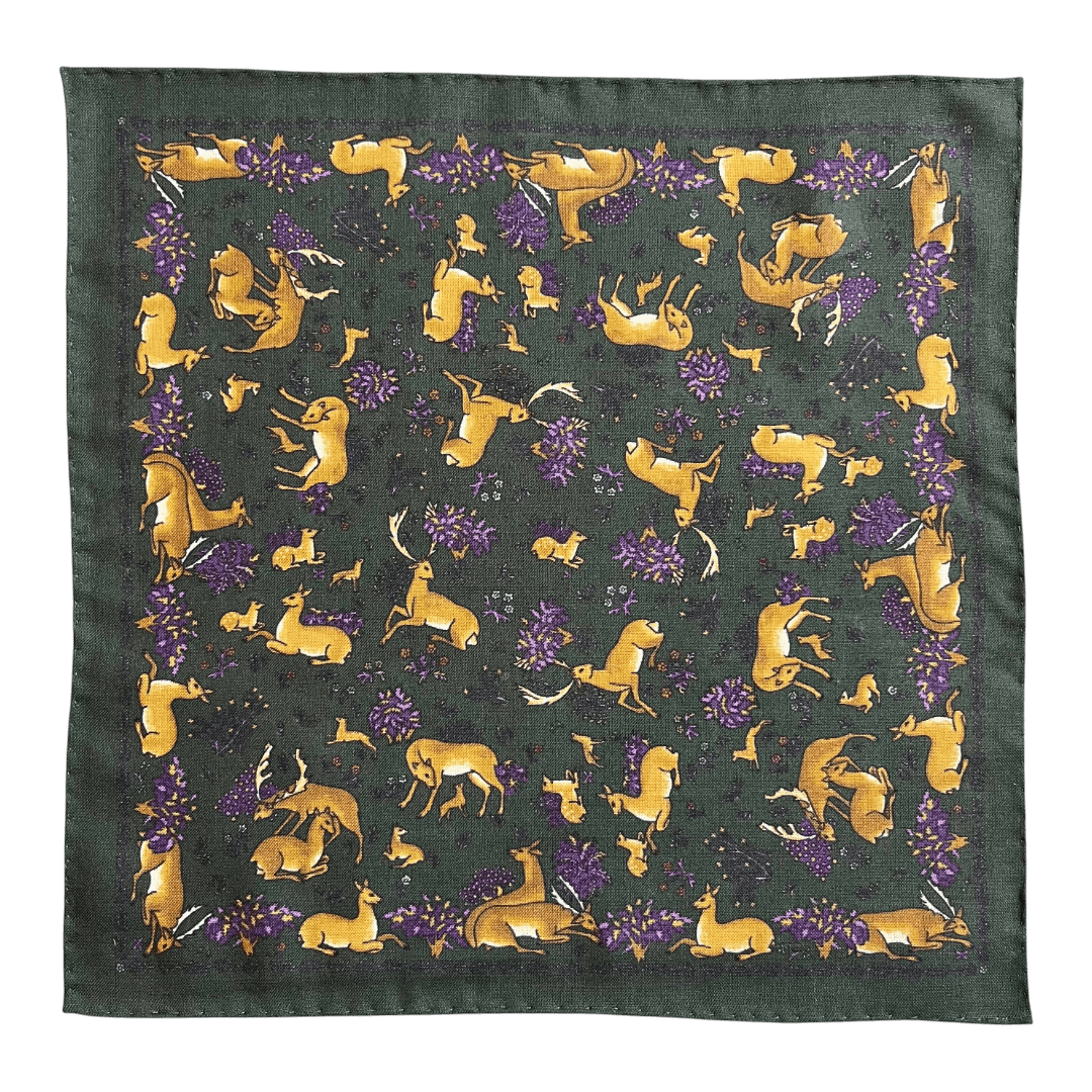 Regent - Wool/Silk Pocket Square - Green Deer - Regent Tailoring Salisbury