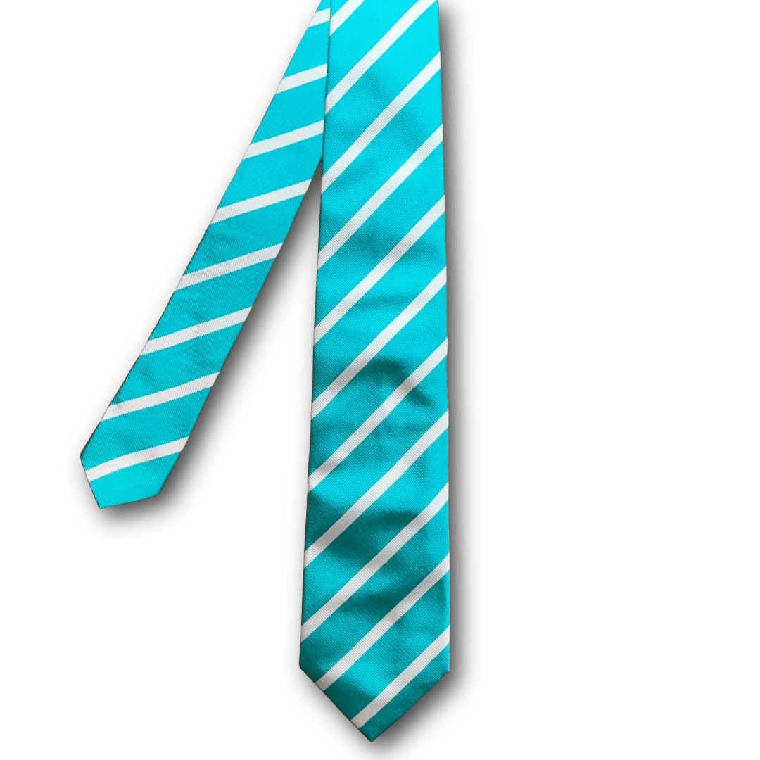 Regent - Woven Silk Tie - Turquoise with White Stripe - Regent Tailoring Salisbury