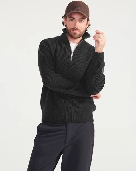 Aigle - High Collar Pullover Half - Zip - Navy