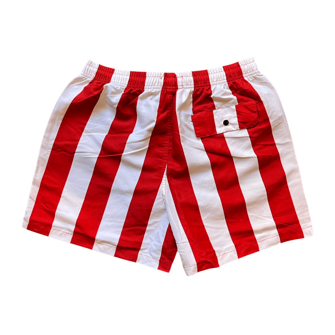 Thinking Mu - Clavel Striped Limpopo Swim Shorts - Red/White - Regent Tailoring Salisbury