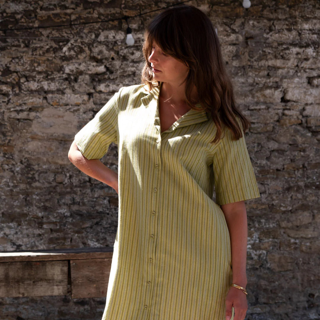 Bibico - Lina Sun Dress - Avocado Stripe