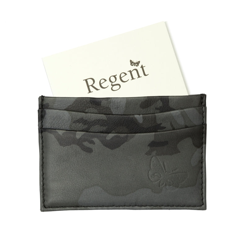 Regent - Camouflage Card Holder - Black/ Grey w/ Tweed Lining - Regent Tailoring