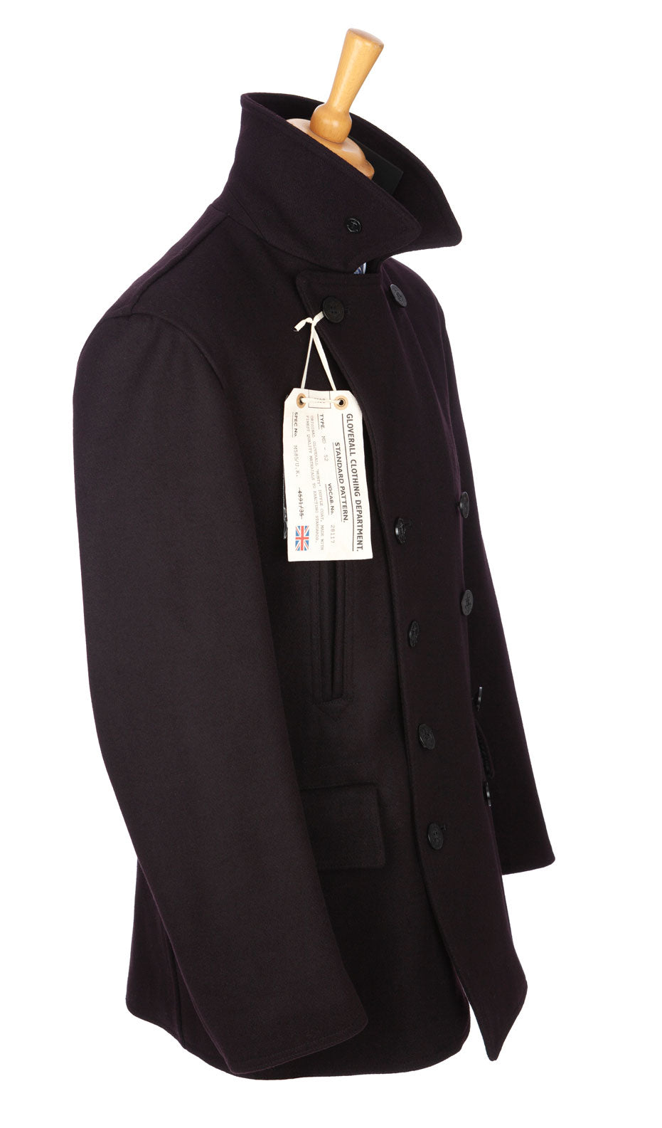 Navy English Melton wool Churchill/Reefer-style peacoat overcoat by Gloverall, English-made masters of tradition and style.