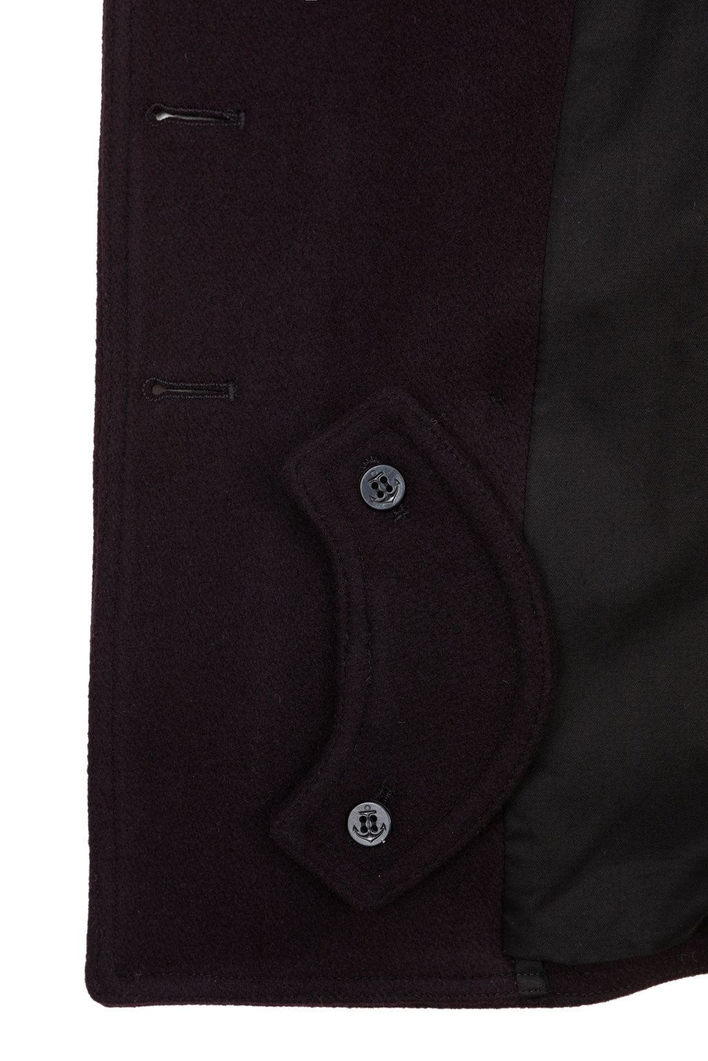 Navy English Melton wool Churchill/Reefer-style peacoat overcoat by Gloverall, English-made masters of tradition and style.