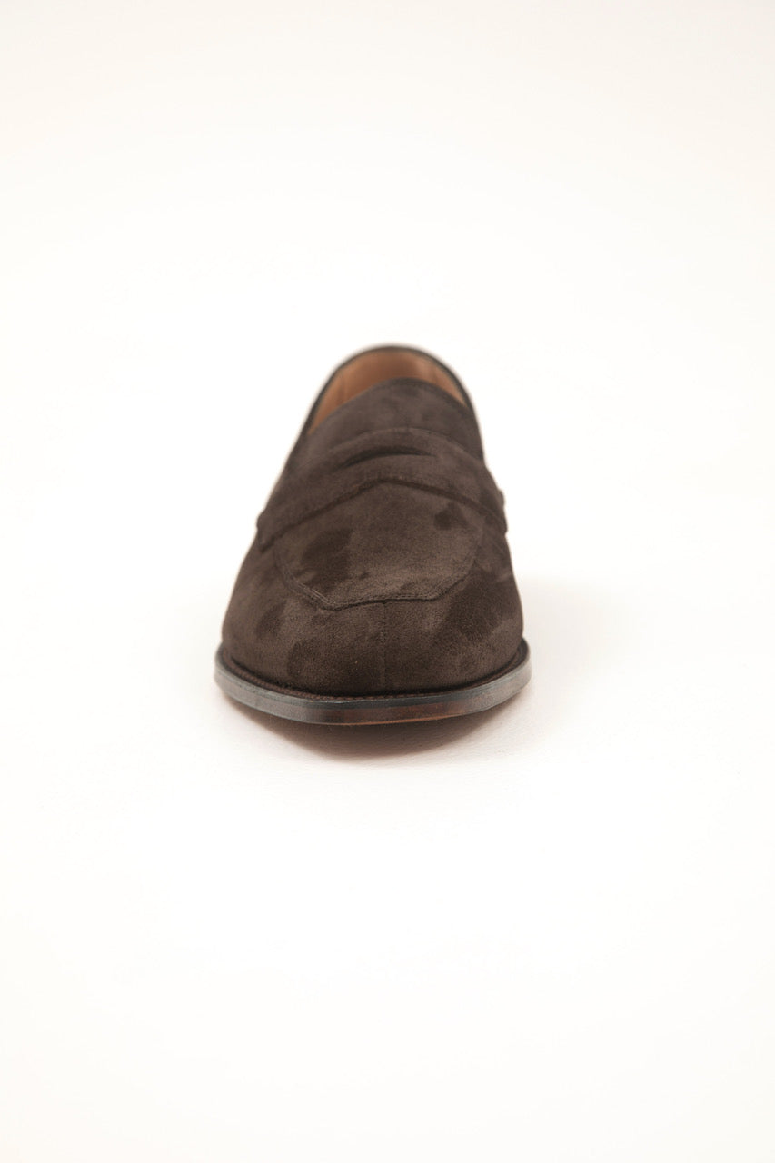 Brown plough suede split-toe loafers from Heritage indie designer Regent, featuring hand-stitched composition and UK-made kudos.