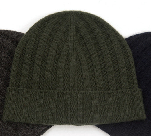 One size green pure wool beanie hat by UK heritage independent designer Regent, featuring fisherman rib knit and organic moisture-wicking properties. 