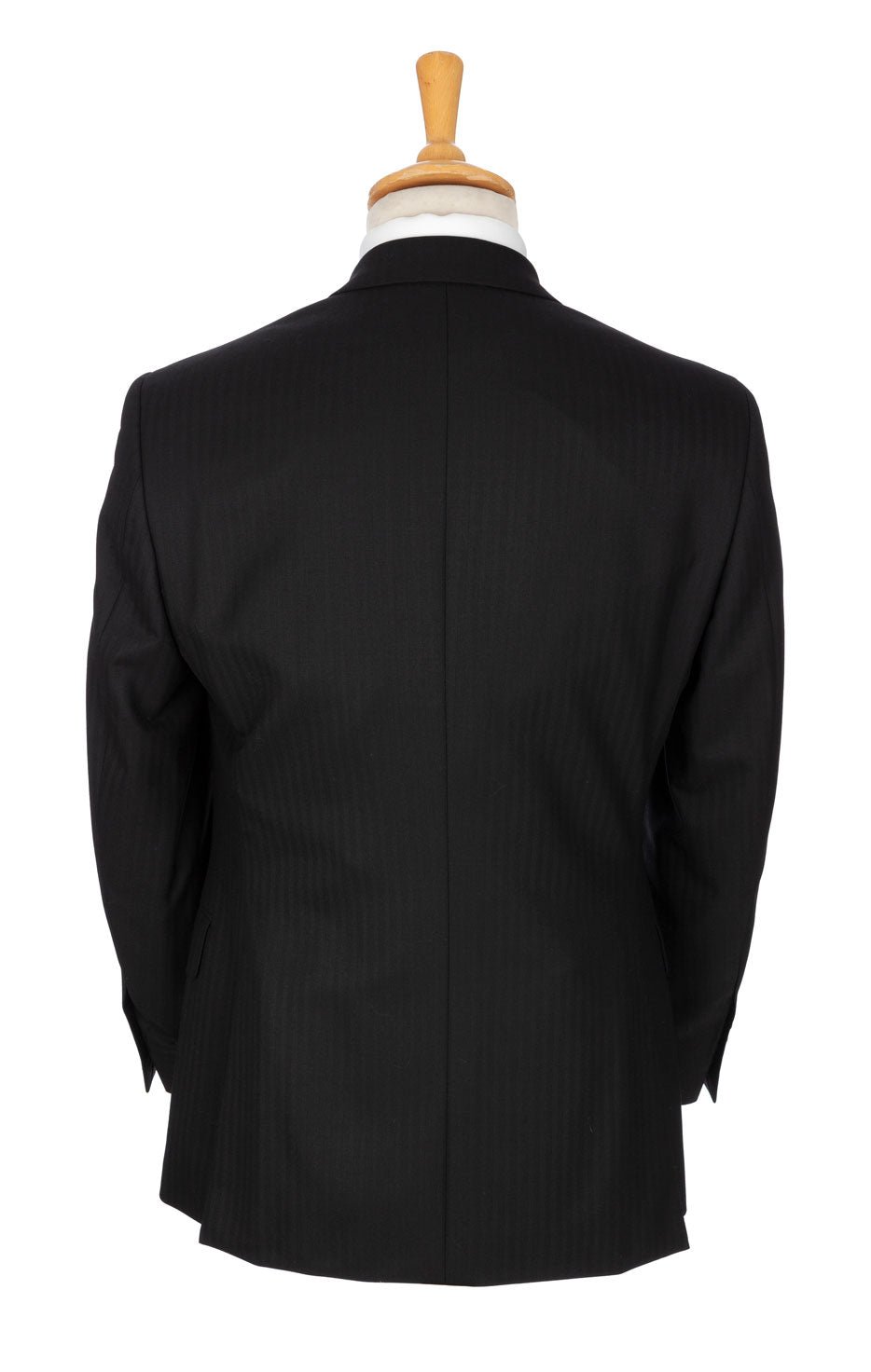Deep grey herringbone stripe Dinner Jacket-esque luxury wool cloth suit designed exclusively by Regent. 