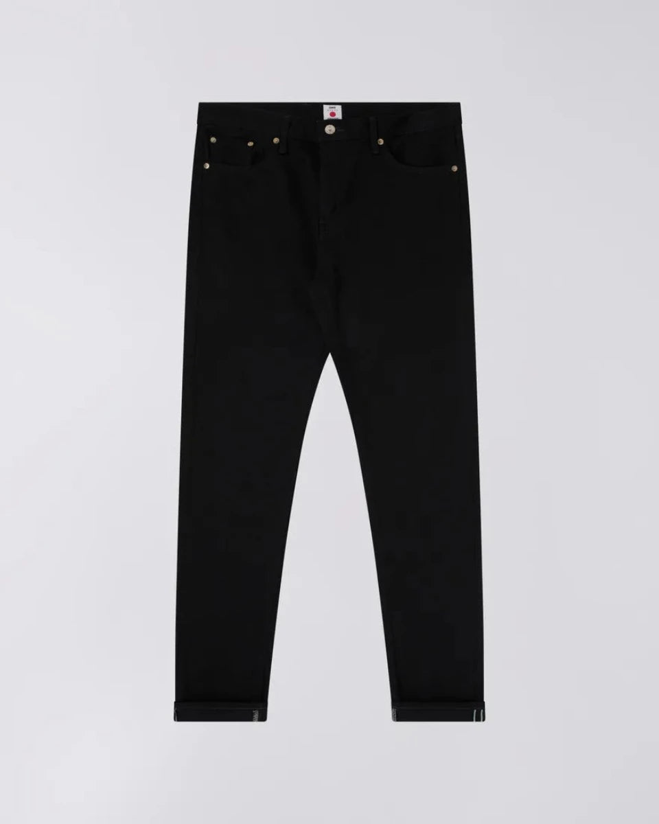 Edwin - Slim Tapered Jeans - 12.5oz Kaihara Black Stretch - Black Rinsed